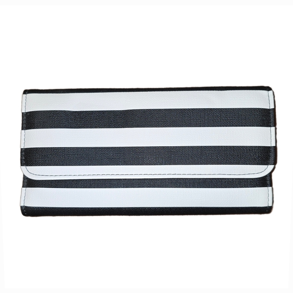 Kut from the Kloth Black and White Striped Tri-Fold Wallet